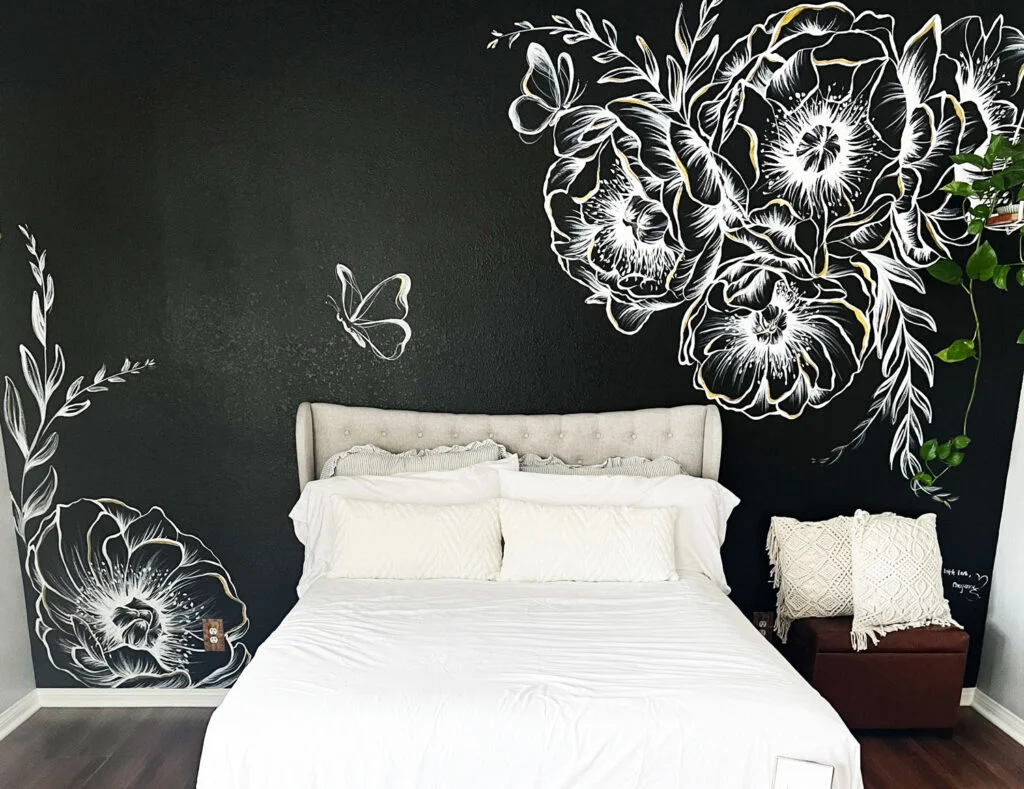 White & Gold Peonies – Wall Mural — detail 2